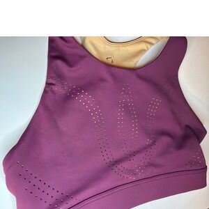 Buff Bunny Womens Sports Bra Small Burgundy Laser Cut High Neck Athletic small